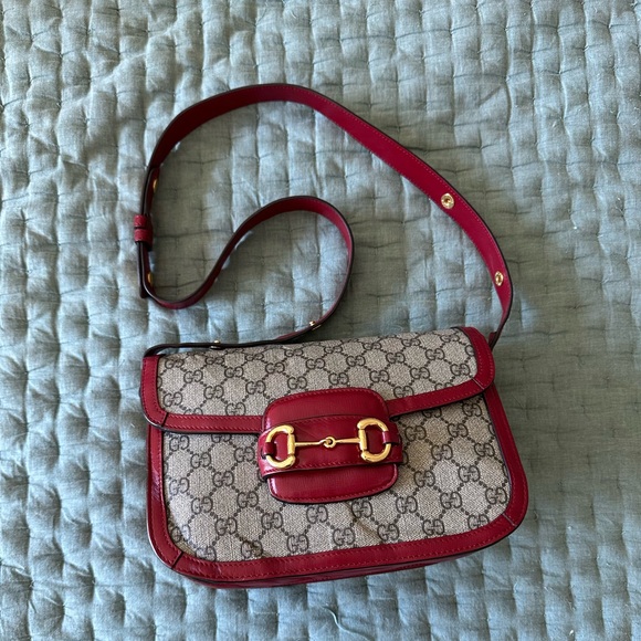Gucci Handbags - Gucci 1955 Horsebit Small Handbag GG Supreme Red